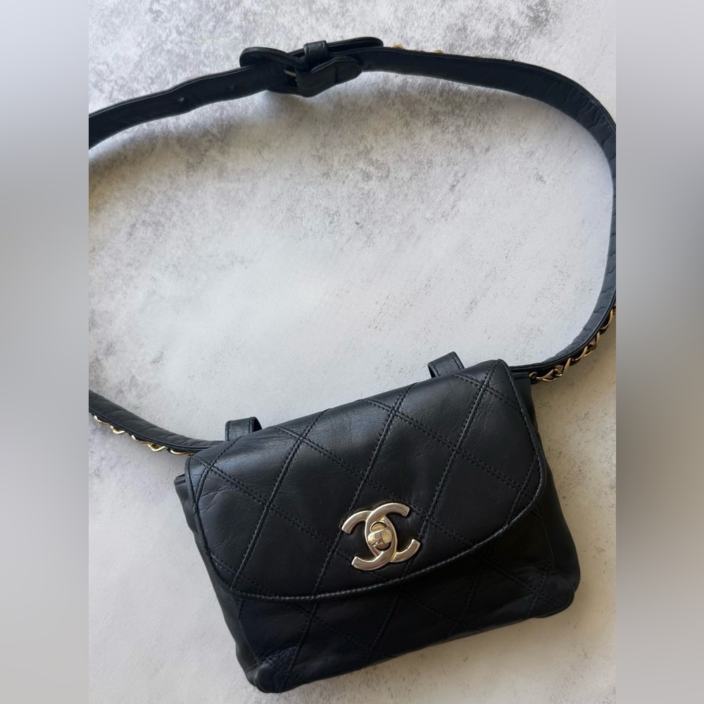 CHANEL Classic Lambskin Waist Bag with Gold CC Hardware